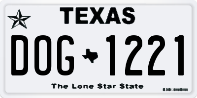 TX license plate DOG1221