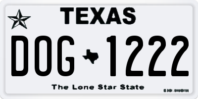 TX license plate DOG1222