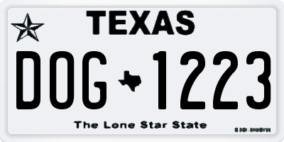 TX license plate DOG1223
