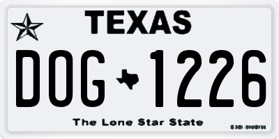 TX license plate DOG1226