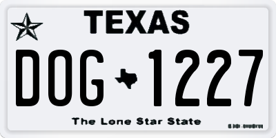 TX license plate DOG1227