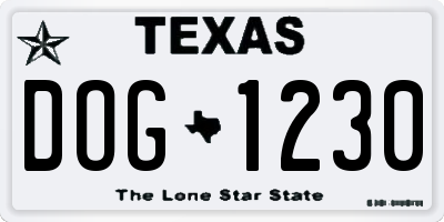 TX license plate DOG1230