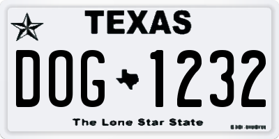 TX license plate DOG1232