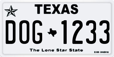 TX license plate DOG1233