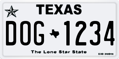 TX license plate DOG1234