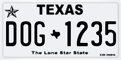 TX license plate DOG1235