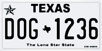 TX license plate DOG1236