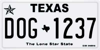 TX license plate DOG1237