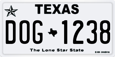 TX license plate DOG1238