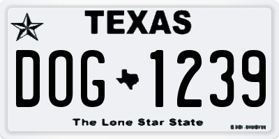 TX license plate DOG1239