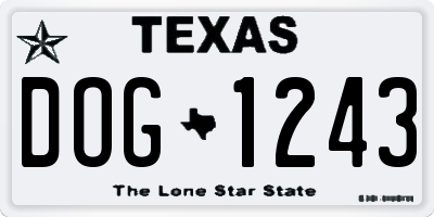TX license plate DOG1243