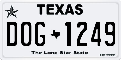 TX license plate DOG1249