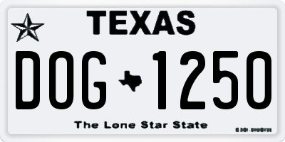 TX license plate DOG1250