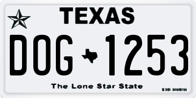 TX license plate DOG1253