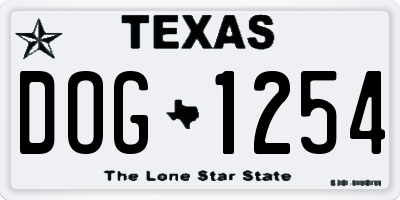 TX license plate DOG1254