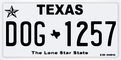 TX license plate DOG1257
