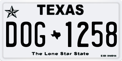 TX license plate DOG1258
