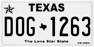 TX license plate DOG1263
