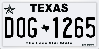 TX license plate DOG1265