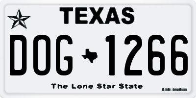TX license plate DOG1266