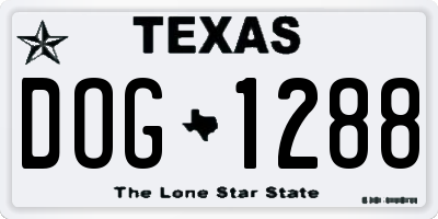 TX license plate DOG1288