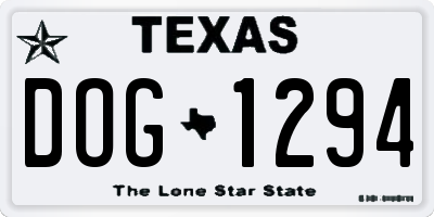 TX license plate DOG1294