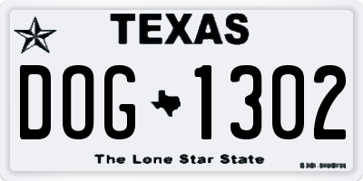 TX license plate DOG1302