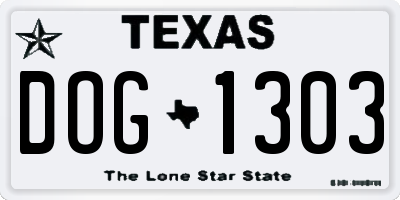 TX license plate DOG1303