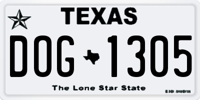 TX license plate DOG1305