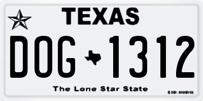 TX license plate DOG1312