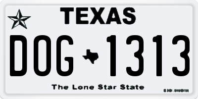 TX license plate DOG1313
