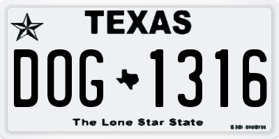 TX license plate DOG1316