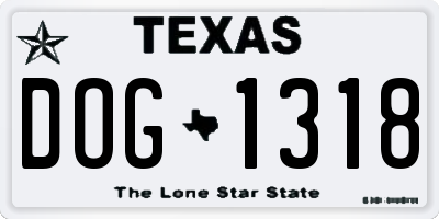 TX license plate DOG1318