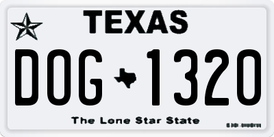 TX license plate DOG1320