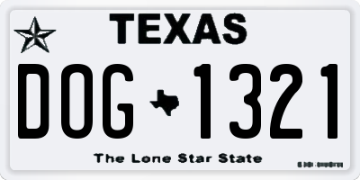 TX license plate DOG1321