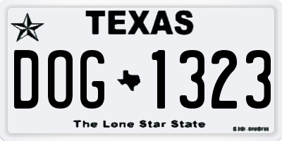 TX license plate DOG1323