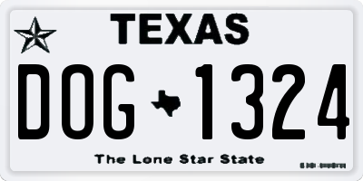 TX license plate DOG1324