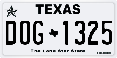 TX license plate DOG1325
