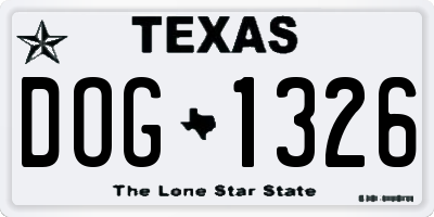TX license plate DOG1326