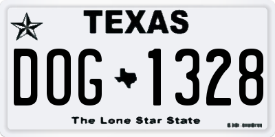 TX license plate DOG1328