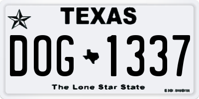 TX license plate DOG1337