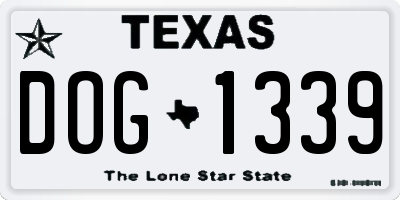 TX license plate DOG1339