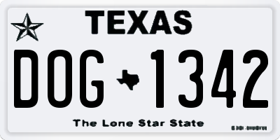 TX license plate DOG1342