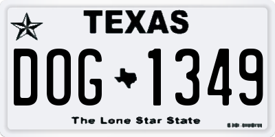 TX license plate DOG1349