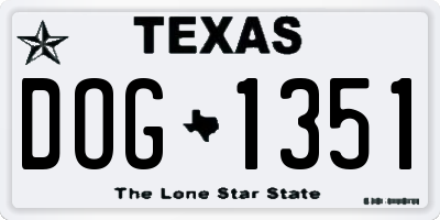 TX license plate DOG1351