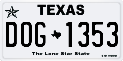 TX license plate DOG1353