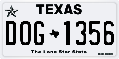 TX license plate DOG1356