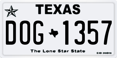 TX license plate DOG1357