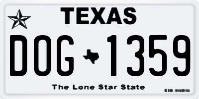 TX license plate DOG1359