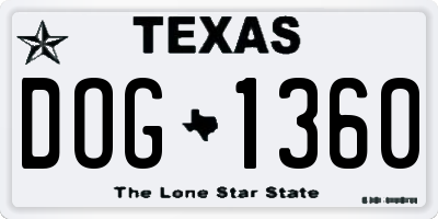 TX license plate DOG1360